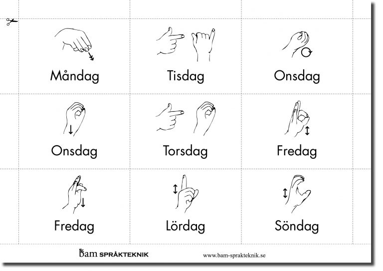 Kopieringsunderlag Klippark Handalfabet Siffror Veckodagar Bam